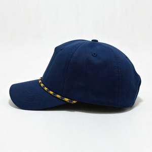 Custom <b>Navy</b> Cotton 5 Panel Rope Baseball Cap Unstructured Dad <b>Hat</b> with Decorative Front Rope Snapback Adjustable Sport <b>Hat</b> for - Product Image 3