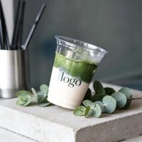 Gobelets en plastique PET transparents personnalisables avec couvercles pour matcha latte, café glacé à emporter, 12oz, 14oz, 16oz, 18oz, 20oz, 24oz
