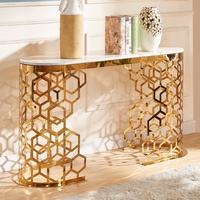 Table console d'entrée multifonctionnelle en acier inoxydable et marbre, style nordique post-moderne, mobilier de maison de luxe léger
