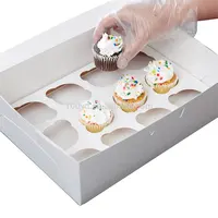 Embalagem de papel para papelão branco 12 mini caixa de cupcake