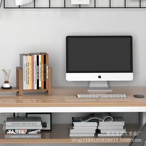 Solid Wood Bookshelf Office Desktop Organizer 42x15x20cm Rectangle Standing Type Book Storage Rack Wooden <b>Bookends</b> - Product Image 1
