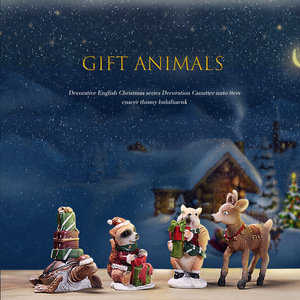 Christmas Resin Figurines Miniature Decorations Santa Snowman Penguin Bear Home Indoor Ornament Living Room Craft Gift - Product Image 2