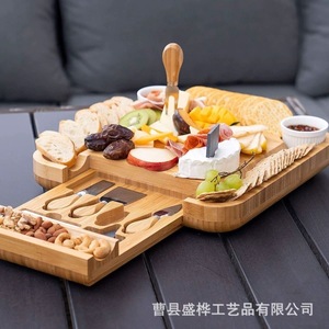Retractable Cheese Board With <b>Knife</b> Set Wooden Serving Tray For Cheese Fruit Snacks And <b>Bread</b> Cutting - Product Image 2