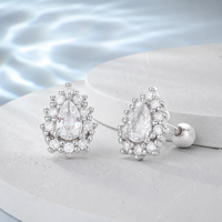 Boucles d'oreilles minimalistes en argent sterling 925 vermeil avec zircon en forme de goutte d'eau pour femmes, bijoux fins