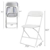 Chaises pliantes en plastique renforcé blanc, empilables, pour intérieur/extérieur, mariage, bureau, banquet, restaurants, capacité de charge de 800 lb