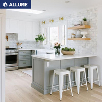 Lemari Dapur Bawah Desain Papan PVC Kayu Shaker Putih Tahan Air dengan Lis Plafon Allure Crown