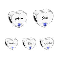 Perles et breloques en forme de cœur pour maman, papa, femme, fils, grand-mère, amie, amour, en argent sterling 925, sac OPP, assurance commerciale, classique, unisexe, S925