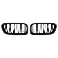 Autres pièces automobiles : Calandre avant double lamelles en fibre de carbone ABS pour BMW Série 3 F30 2012 2013 2014 2015 2016 2017 2018