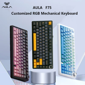 F75 Custom Computer 75% Mechanical Keyboard Keycaps Mini Portable Blue Switch Gaming Three Mode USB-C LED Ergonomic Customized R - Product Image 1