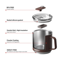 Bouteilles d'eau en acier inoxydable à double paroi de 14 oz/410 ml en gros, tasses à thé au lait thermos 304, tasses à café avec poignée