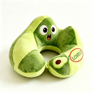 Customized Cute Avocado U-Shaped <b>Neck</b> <b>Pillow</b>, Green Avocado Fruit Plush Travel <b>Pillow</b> - Product Image 3