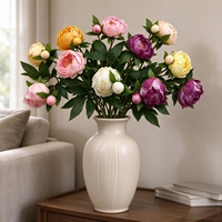 Bunga Peony Buatan Grosir 2 Kepala Tangkai Peony Palsu Bunga Peony Sutra untuk Dekorasi Rumah Pernikahan Hotel Showroom