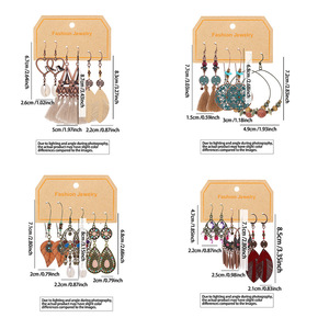 Boucles d'oreilles pendantes bohèmes tendance en alliage avec pompons, ensemble de bijoux de fête pour femme - Product Image 5
