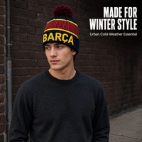 Bonnet d'hiver de luxe en tricot jacquard avec logo brodé, bonnet personnalisé de sport avec pompon graphique