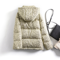 Veste d'hiver personnalisée par le fabricant, nouvelle veste courte en duvet à imprimé léopard européen pour femmes, veste en duvet épaisse