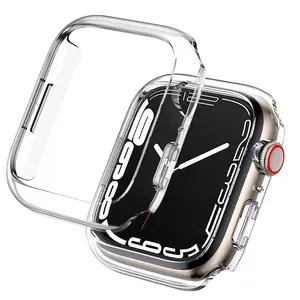 एप्पल घड़ी 44mm bezel Suppliers-Trendybay गर्म बेच Bling स्पष्ट पीसी पारदर्शी मामले को कवर एप्पल के लिए घड़ी श्रृंखला 7 मामले के लिए Applewatch 7 41mm 45mm