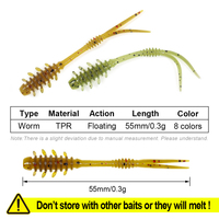 Leurre souple artificiel Spinpoler 55mm Wobbler Ajing Worm pour la pêche au bar, aux insectes, en eau douce et salée, en mer, en bateau, en rivière