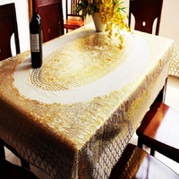 Nappe en PVC personnalisée de 137*181cm, fournisseur d'usine, vente en gros, nappe de table en plastique imprimée or, rouleau