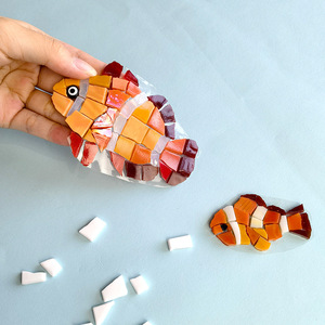 Puzzles en verre faits à la main sur le thème marin, incrustations, ciseaux, ornements artistiques à motifs, avec petits matériaux - Product Image 3