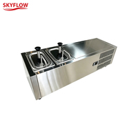 Dispenser Bumbu Dingin 250W Tombol Tekan GN 1/4*2 2-8 ℃   Dispenser Saus Pendingin Dispenser Bumbu Komersial