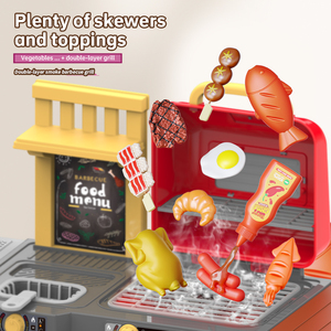 Chariot de barbecue jouet pour enfants avec pulvérisation, son et lumière, ensemble de jeu de simulation de cuisson à 2 niveaux, jouet de <span class=keywords><strong>cuisine</strong></span> pour jeu de rôle - Product Image 5