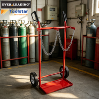 Carretilla de seguridad industrial para cilindros de gas con plataforma recubierta de polvo, ruedas sólidas de 8 pulgadas, carrito duradero para botellas de gas, seguro.
