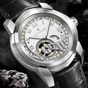 Montre mécanique pour homme PONIGER P5.29, 45 mm, petite seconde, aiguille des secondes lumineuse bleu glace, aiguille des minutes vert glace, 5 ATM, saphir - Product Image 4