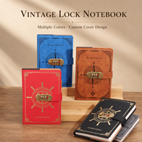 Carnet A5 à cadenas à combinaison avec roue de boussole, motif voile nautique, épaissi, 5 couleurs, stock important, offre pack de recharges