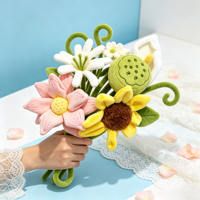 Rangkaian Bunga DIY Boneka Bunga Plush Hiasan Kuncup Bunga Buatan Sunflower Tulip Hadiah Penyembuhan untuk Anak Perempuan Grosir