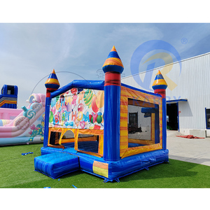 Château gonflable sur le thème des anniversaires avec impression de ballons et tours de château pour la location de fêtes d'enfants et les célébrations à domicile - Product Image 4