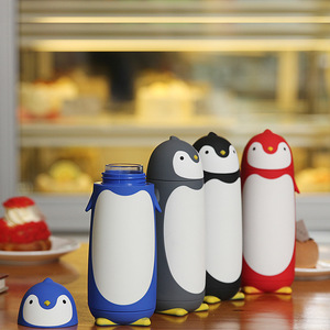 Yafchi Penguin Double Wall Glass Water Bottle 500Ml Student Gift Back To School Beverage Container With Cover - Product Image 1