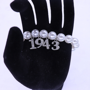 Moda griega Sigma Gamma Rho capítulo Philo y Gamma Phi Delta año de fundación símbolo 1943 colgante fabricación pulsera de perlas - Product Image 5
