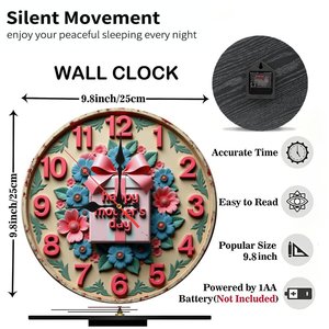 Round Wooden <b>Wall</b> <b>Clock</b> 25cm Nordic Minimal <b>Silent</b> Non Ticking For Home Living Room Bedroom Decor - Product Image 6