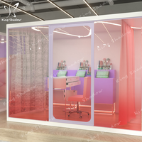 Cabine de manucure VIP pour salon de beauté - Design moderne en bois, personnalisable, types simple/double, mobilier de salon avec éclairage LED