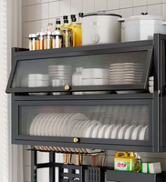 Étagère de Rangement Multi-niveaux 2 Étages en Acier Carbone pour Évier de Cuisine avec Couvercle