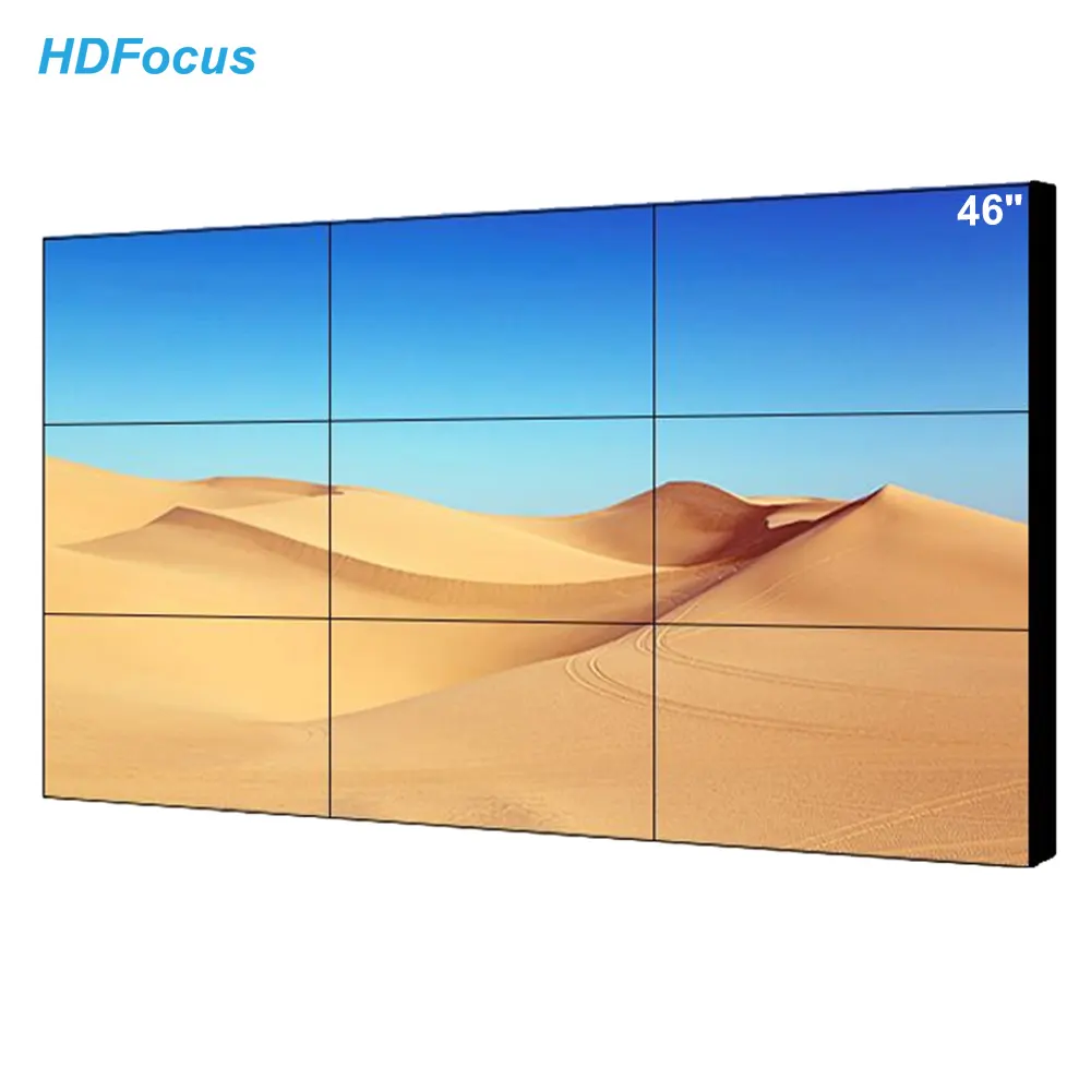 Harga pabrik baru Bezel Ultra tipis 0.88mm layar iklan mulus interaktif 4k Fhd 46 inci dalam ruangan 2x2 dinding Video LCD