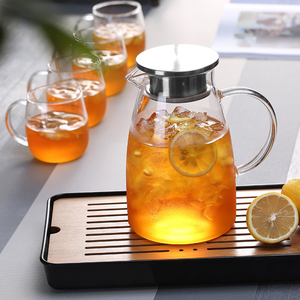 Jarra de Agua de Vidrio Borosilicato de 1500ml/2000ml con Tapa de Acero Inoxidable para Té Helado, Jugo y Café - Product Image 5