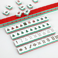 Meilleures ventes : Ensemble de tuiles de Mahjong de Noël américain en acrylique, 160 pièces, 4 couches, motif Arbre de Noël personnalisé de luxe avec Père Noël et Bonbons de Gingembre