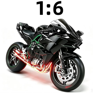 Nouveau style 2026 – Moto <span class=keywords><strong>Kawasaki</strong></span> <span class=keywords><strong>Ninja</strong></span> H2R en métal moulé sous pression 1:6 avec clé, fonction de pulvérisation, jouet électrique ludique, nouveauté high-tech - Product Image 1
