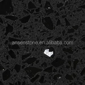 Faux Quartz Mirror Stone Polished AS-G008 Black Galaxy Quartz Tile