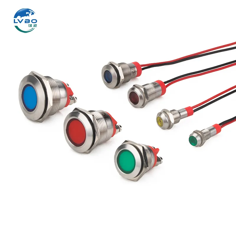 LVBO LED metal gösterge ışığı Metal sinyal lambası 24 V 220v tel alarm gösterge ışığı ile 24 v göstergeler lambalar göstergeler 19mm