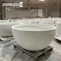 INSpiration - Pot de plante en béton GRC personnalisé, durable, d'occasion, en fibrociment, grand pot de jardin moderne, jardinières en forme de bol
