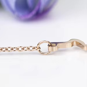 Collier en acier inoxydable plaqué or rose avec pendentif cœur battant pour couples, chaîne serpent, idéal pour un anniversaire - Product Image 5