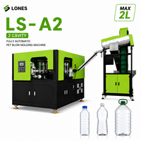 Machine de soufflage par étirage entièrement automatique à 2 cavités, contrôlée par PLC LS-A2, à moteur, pour bouteilles PET jusqu'à 2L