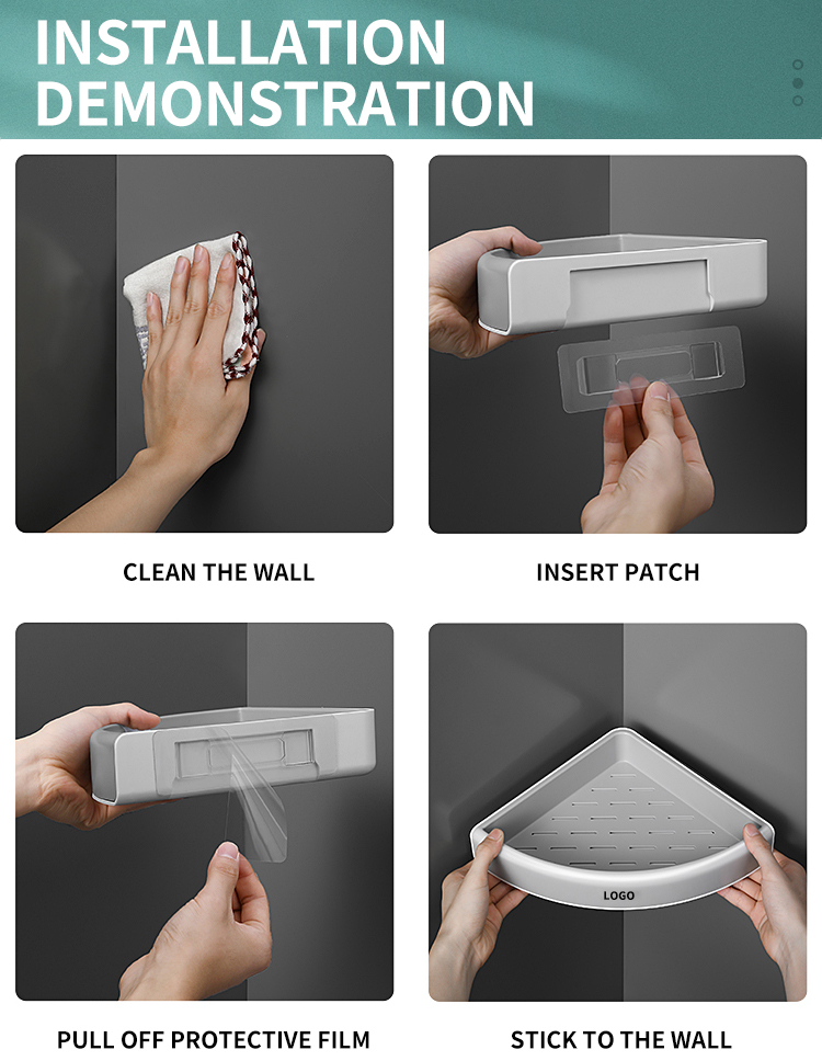 Wall Mounted Shower Shelf Rack Plastic Corner Storage Rack Bathroom Shelves