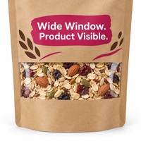 Sachet Doypack en papier kraft écologique avec fenêtre transparente de qualité alimentaire pour l'emballage de céréales, flocons d'avoine biologiques et de noix