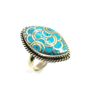 Bagues en pierre précieuse lapis corail turquoise naturel bijoux faits main en vrac fournisseurs de bagues en gros - Product Image 1