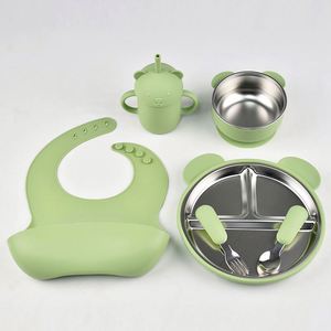 Ensemble d'alimentation pour bébé en acier inoxydable et silicone de qualité alimentaire sans BPA, avec base à ventouse, fourchettes, respectueux de l'environnement, couleur personnalisée, OEM ODM - Product Image 5