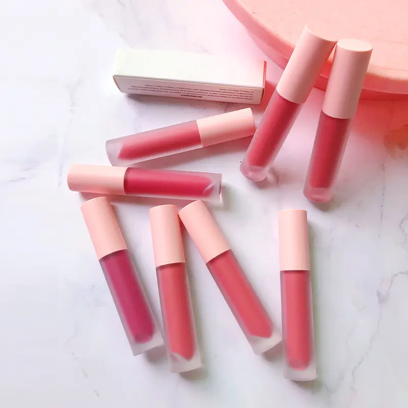 Lápiz labial líquido a granel, cosméticos a prueba de agua, lápices labiales rojos de marca personalizada, con Logo de Longstay especial vegano