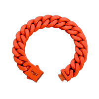Bracelet chaîne cubaine W131 avec logo Tuy Chinh Cua Cuba Lien Ket Chuoi Vong Deo Tay Bang Thep Khong Gi